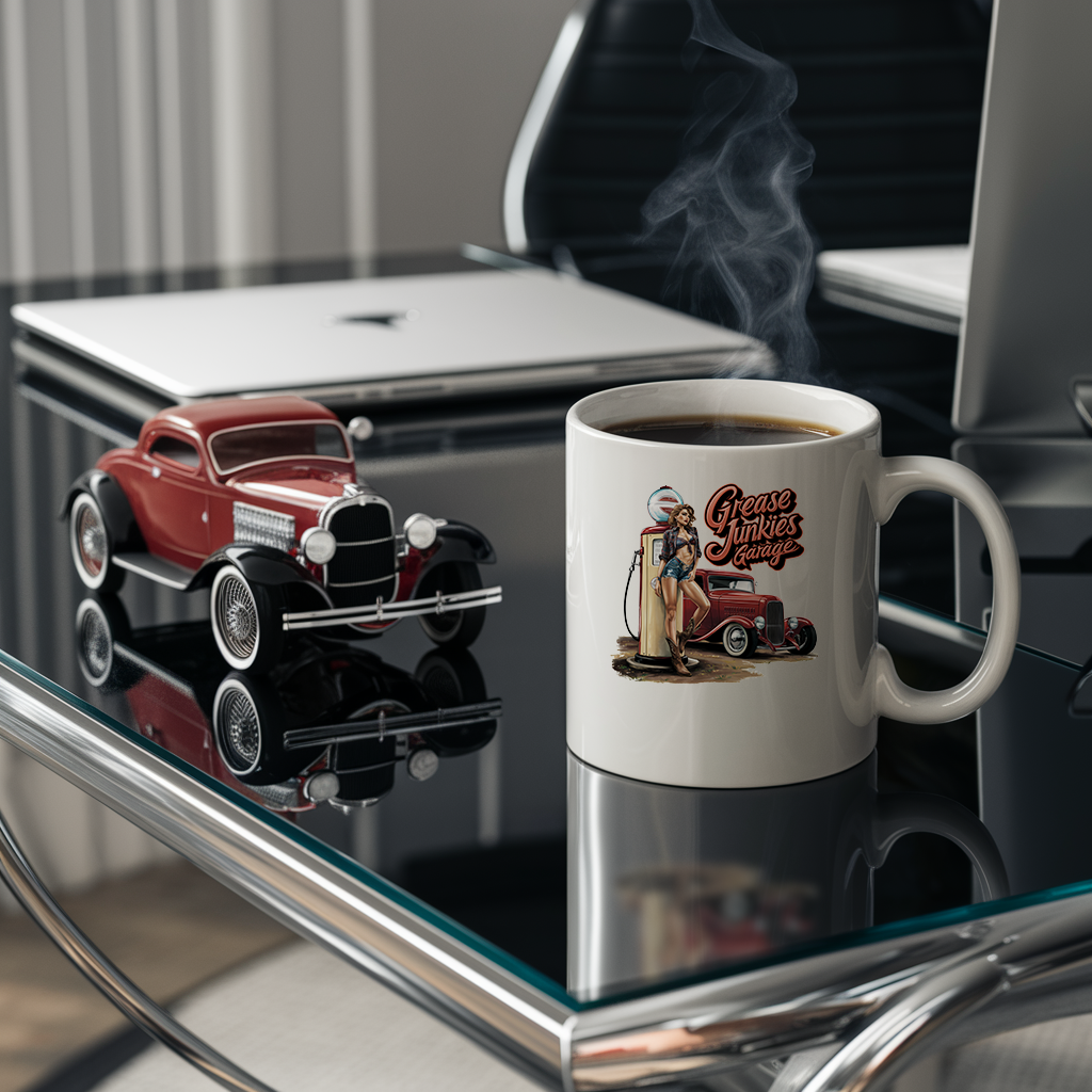 Grease Junkie's Garage - White 11oz Ceramic Mug
