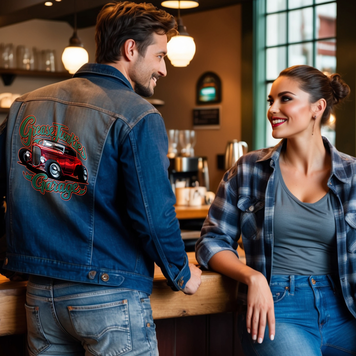 "Grease Junkie's Garage" '32 Ford - Men's Denim Jacket