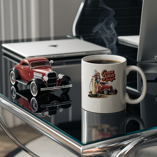 Grease Junkie's Garage - White 11oz Ceramic Mug