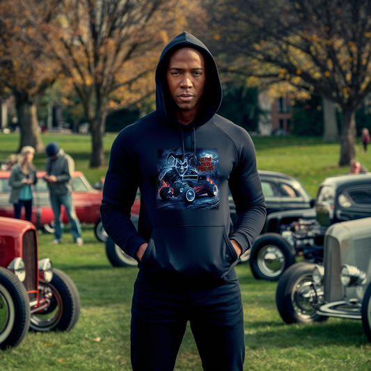 '32 Ford Rat Rod: "Dark Mischief" - Black Unisex Pullover Hoodie