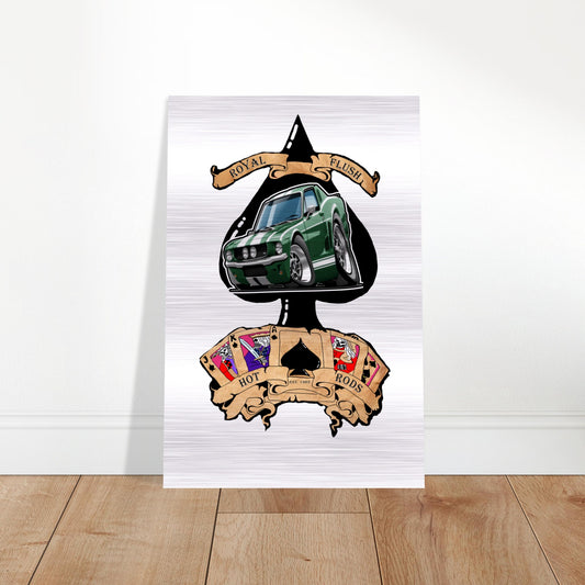 Ace of Spades Brushed Aluminum Print of a '65 Mustang