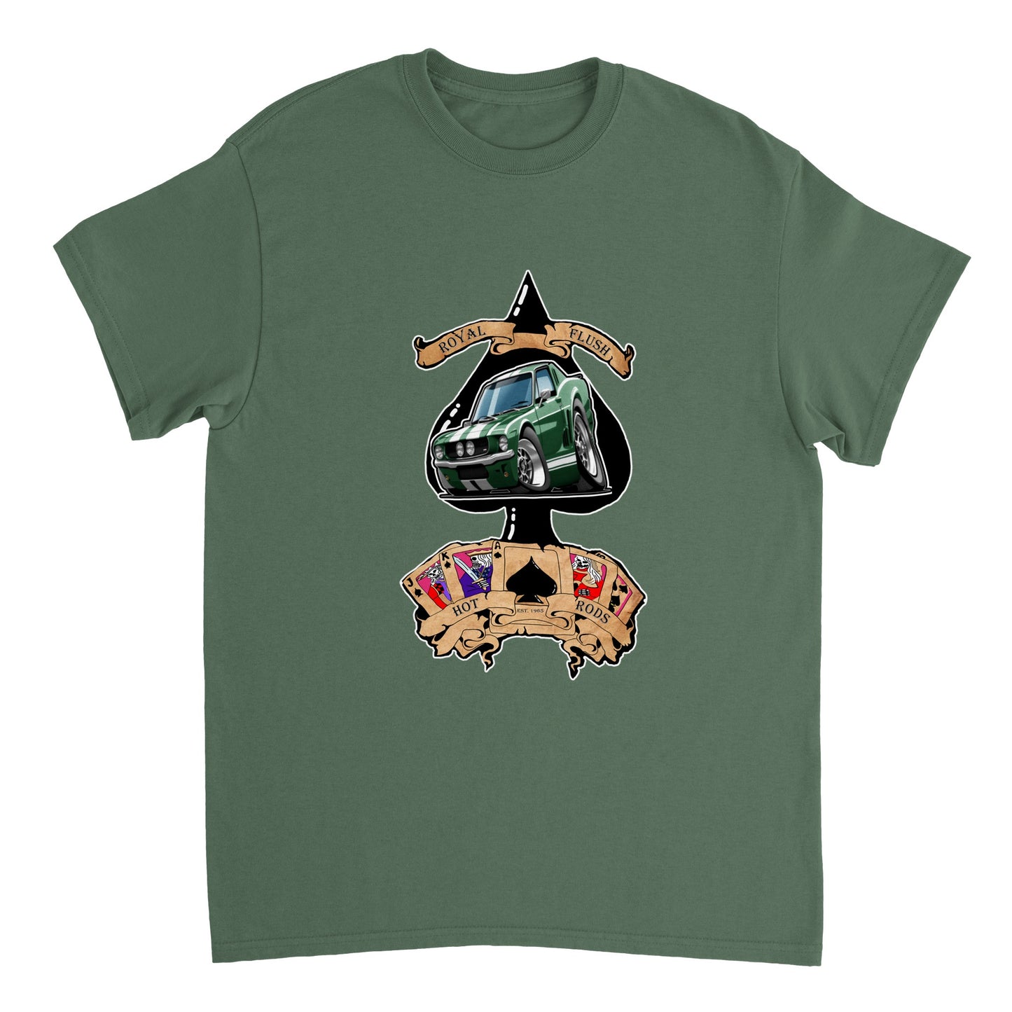 Heavyweight Unisex Crewneck T-shirt - Ace of Spades '55 Chevy