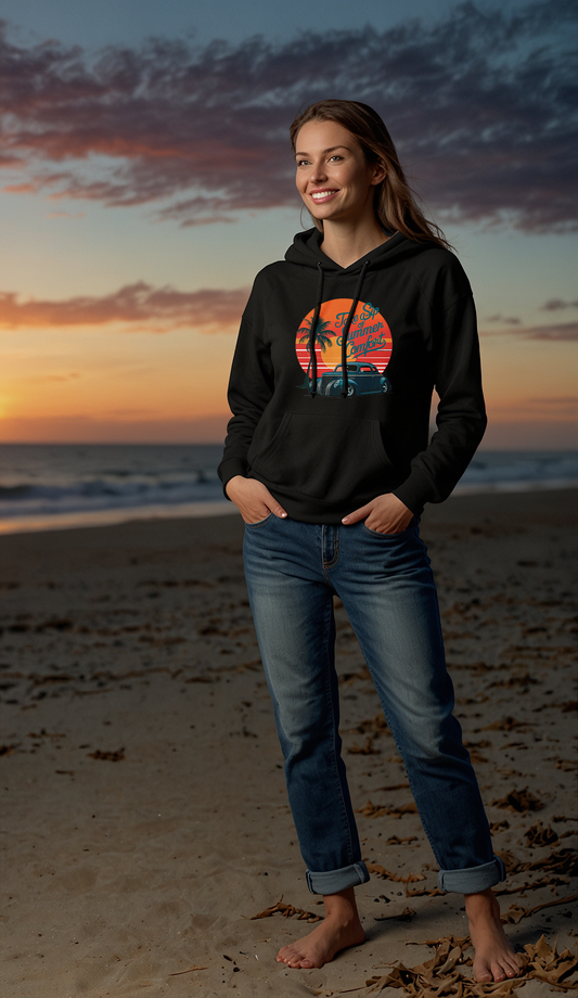 "Take a sip of Summer Confort" - Black Unisex Pullover Hoodie